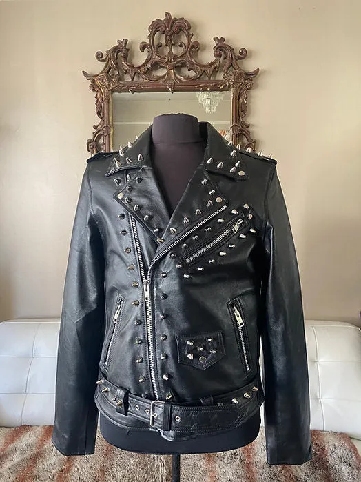 High Quality Lambskin Leather w Silver Studs, XL