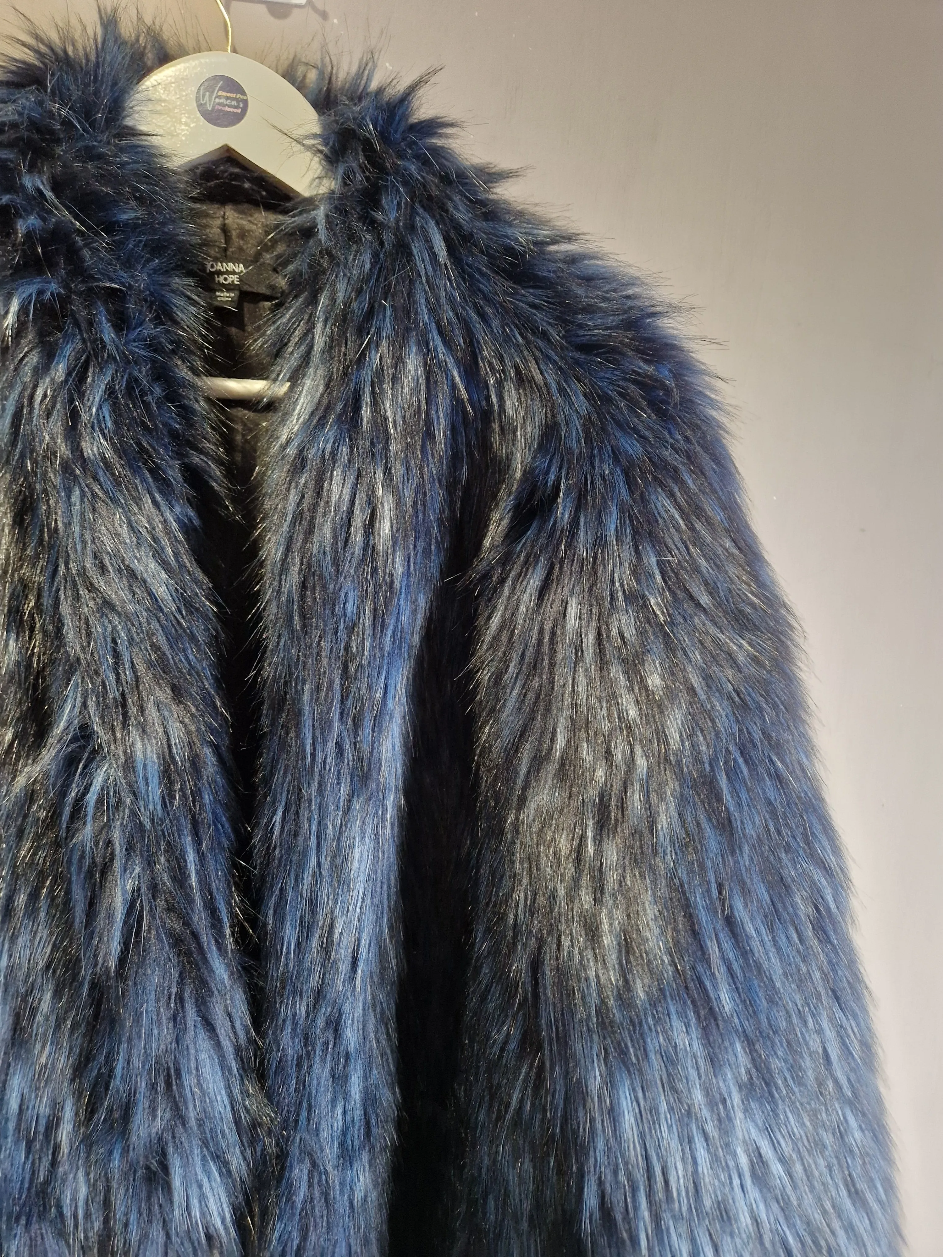 Joanna Hope Navy Faux Fur Jacket -size 24