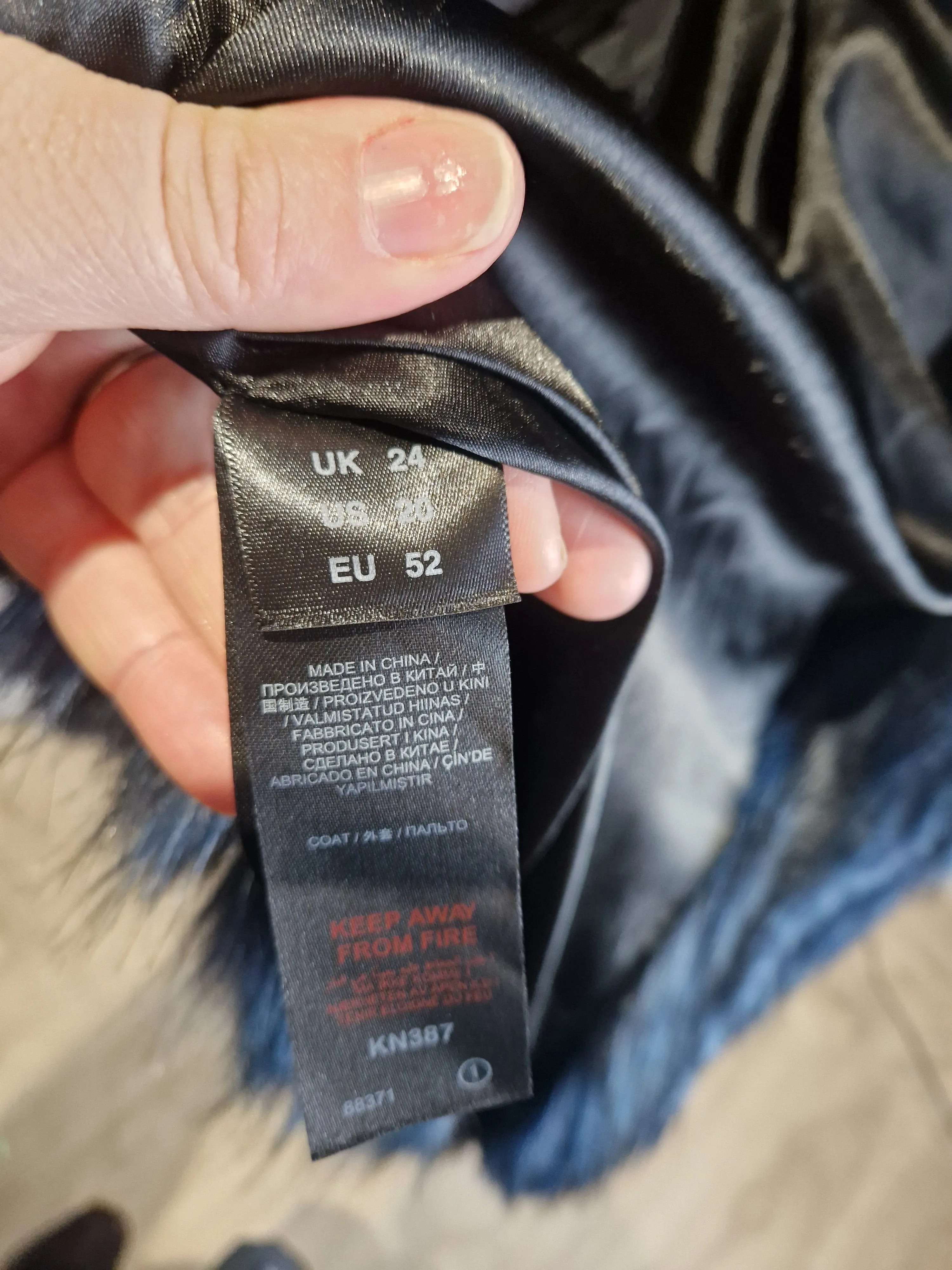 Joanna Hope Navy Faux Fur Jacket -size 24