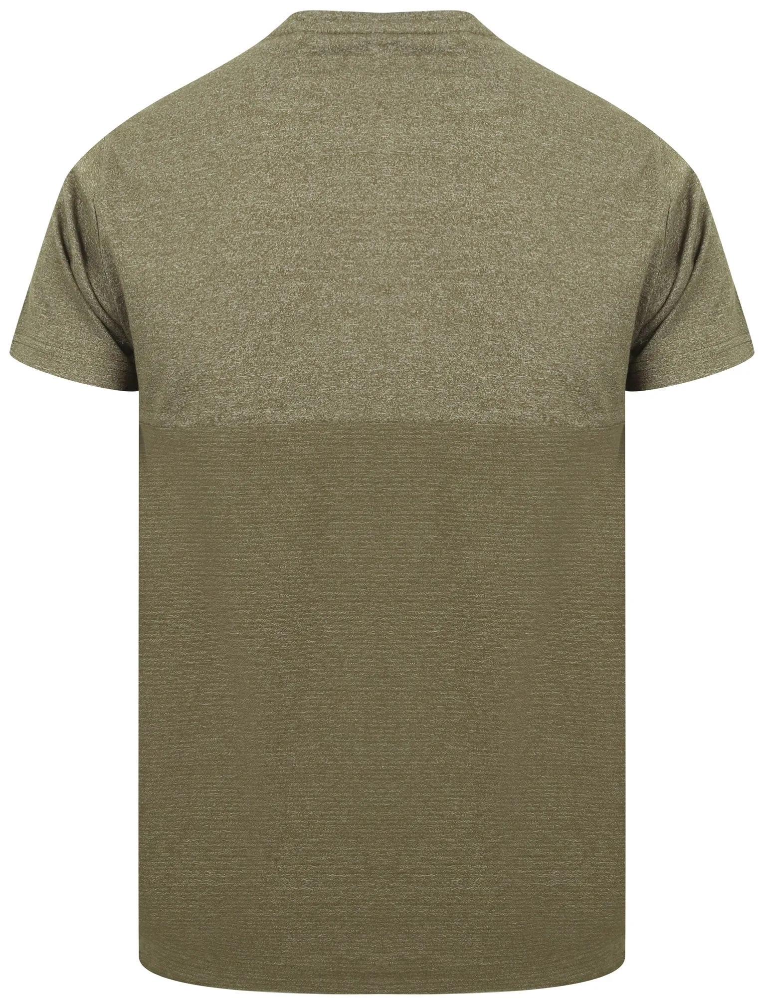 Koku Block Design Henley Neck T-Shirt with Chest Pocket In Turtle Khaki - Dissident