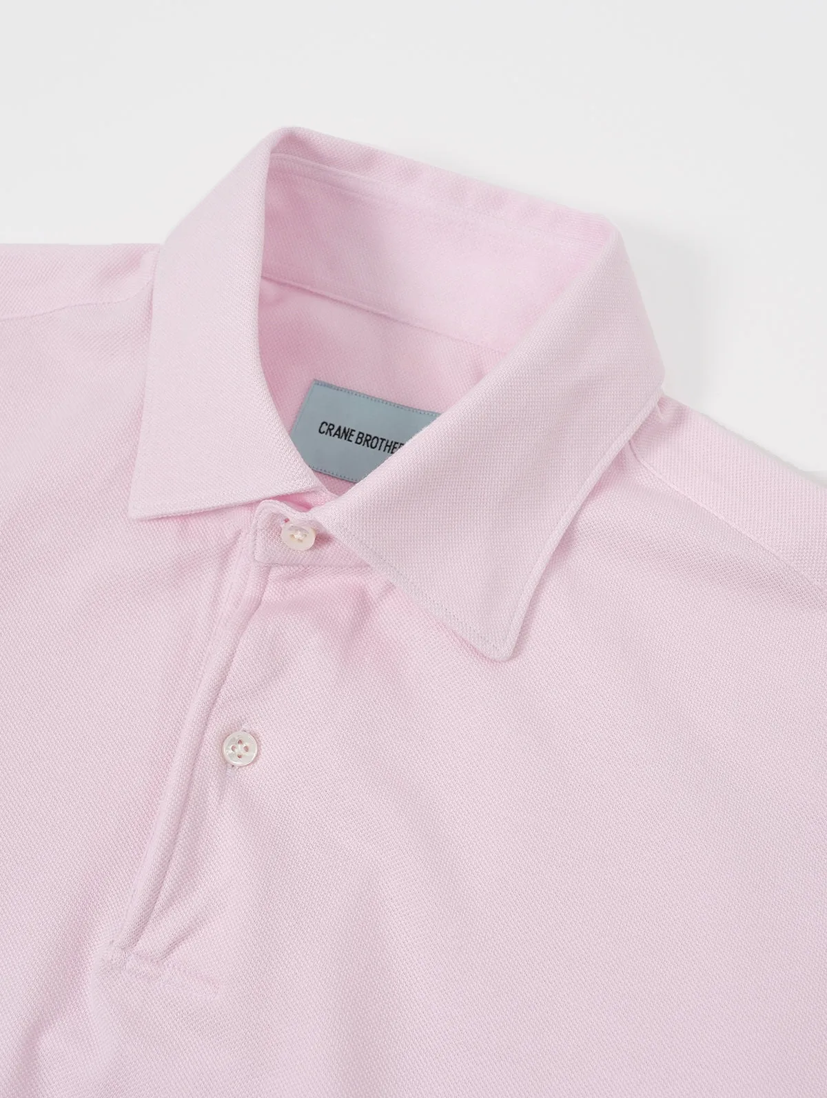 Light Pink Melange Cotton Pique Short Sleeved Polo