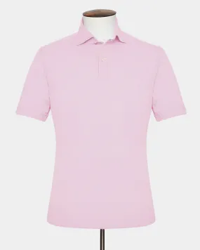 Light Pink Melange Cotton Pique Short Sleeved Polo