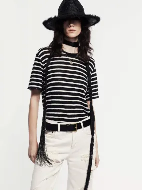 Linen Distressed Detail T-shirt