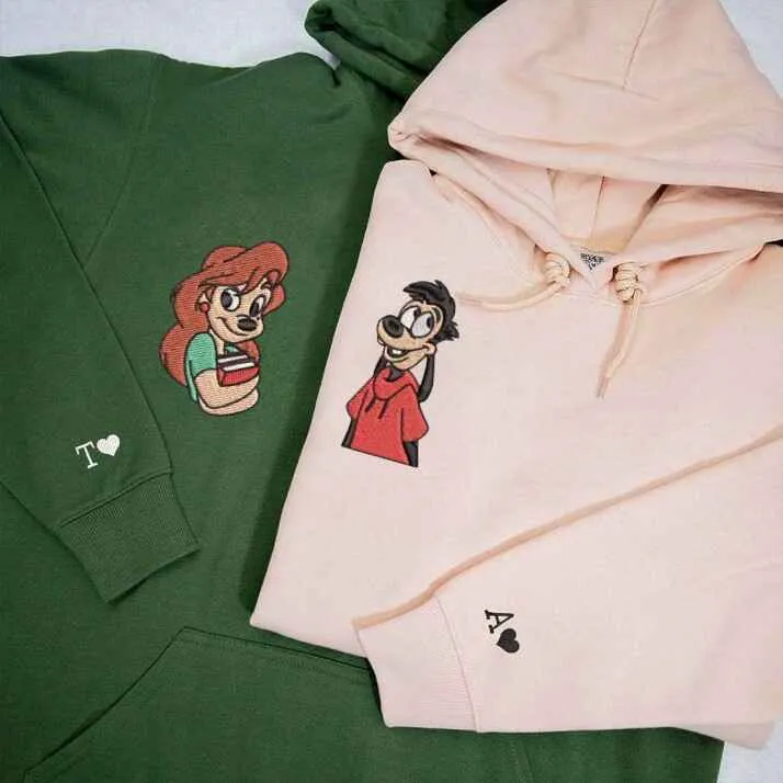 Max n Rox Cartoon Couple Sweatshirts - Custom Embroidered Matching Couple Hoodies
