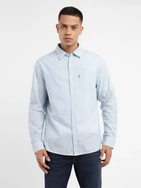 Men's Striped Spread Collar Shirt