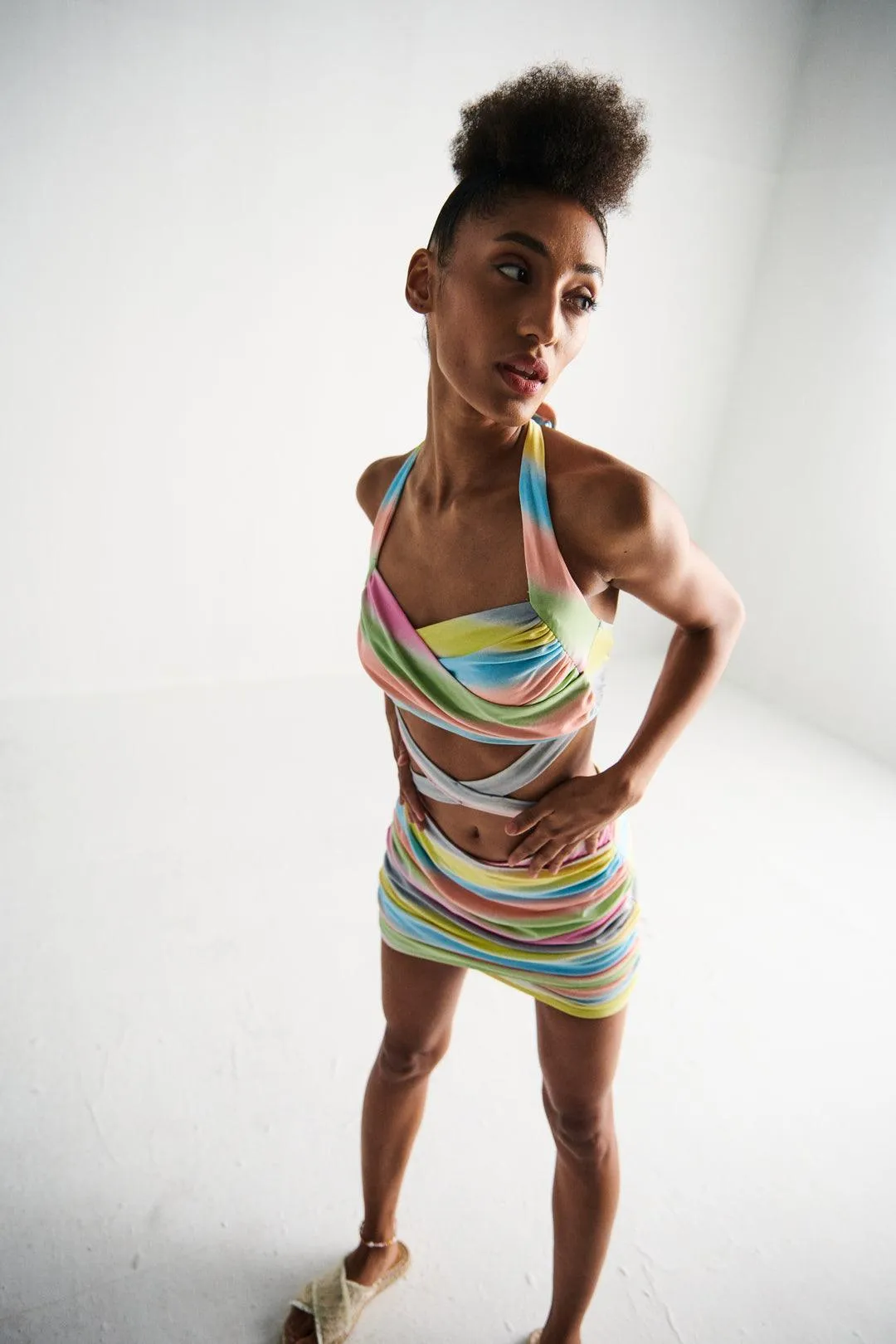 Multicolour Cut Out Mini Dress