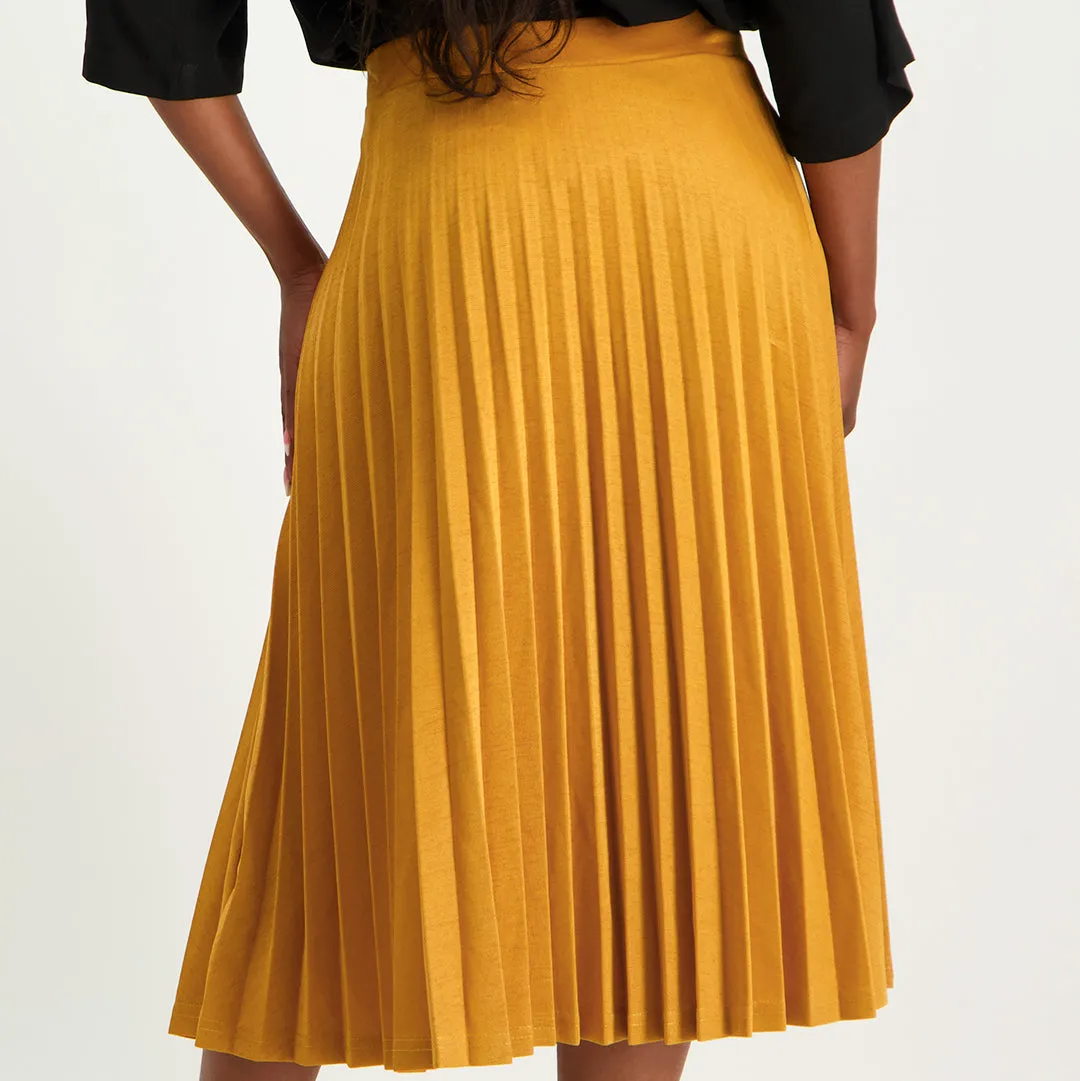 Mustard Pleated Skirt