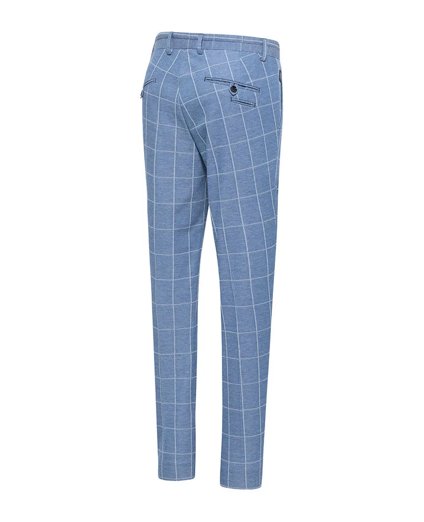 Navy Chino Check Slim Fit Pant