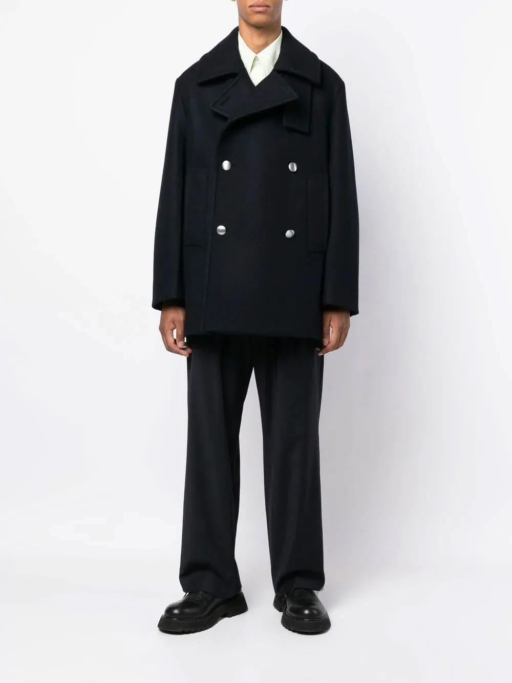 Notched-collar double-breasted coat