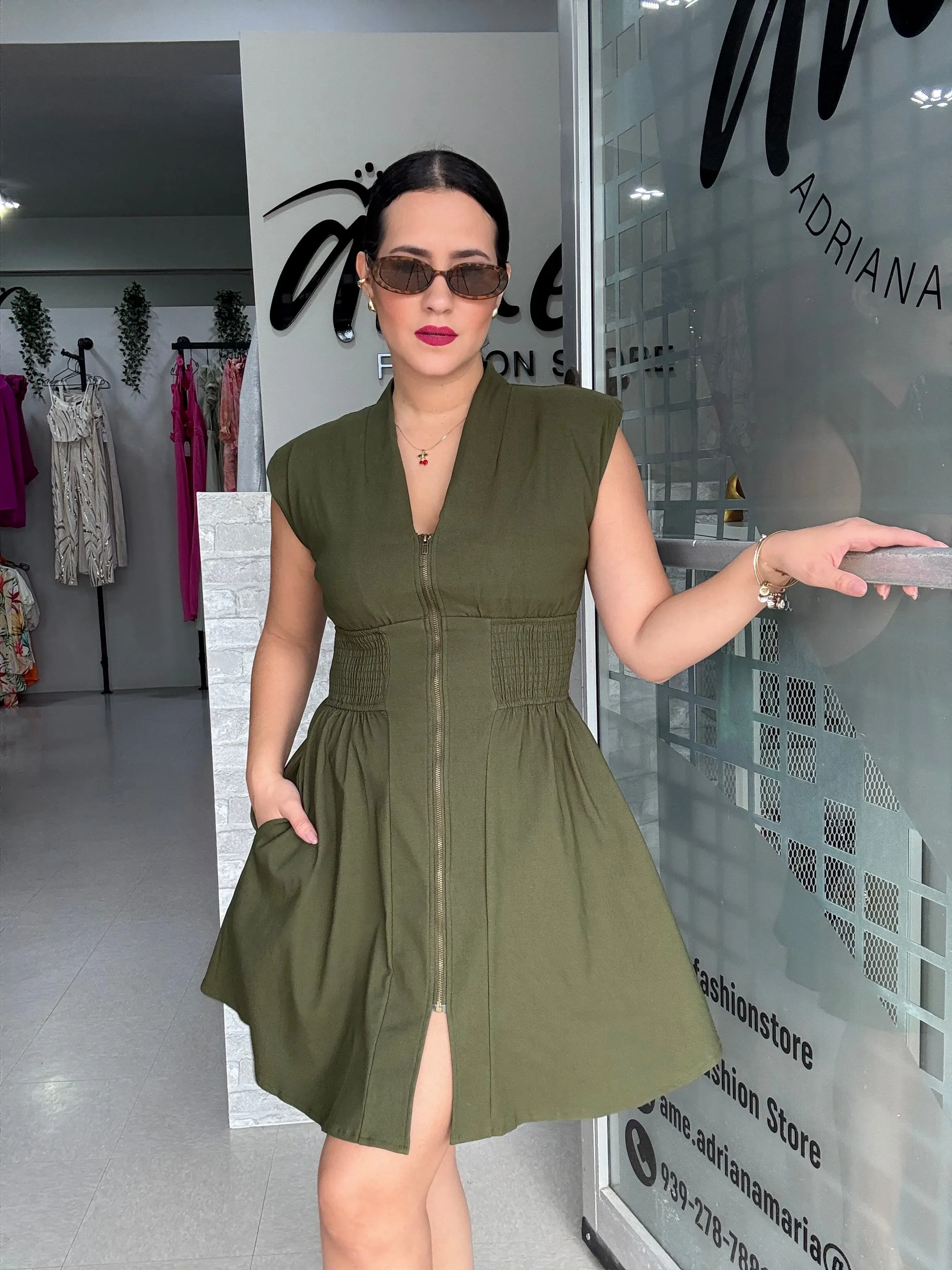 Olive Short Dress