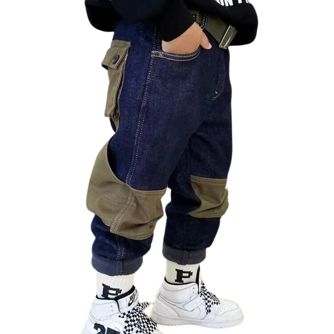 Patch Padded Denim Jeans