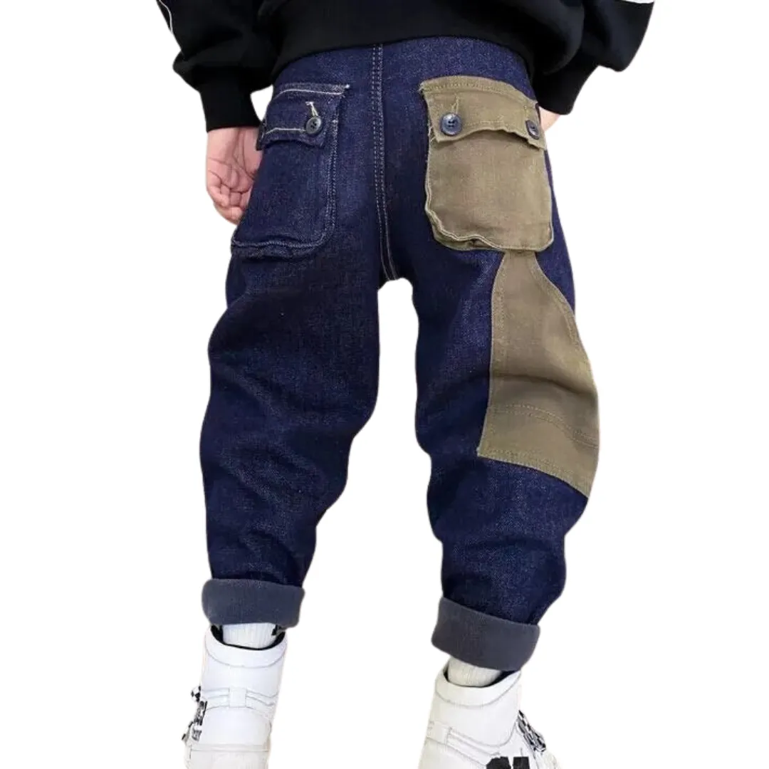 Patch Padded Denim Jeans