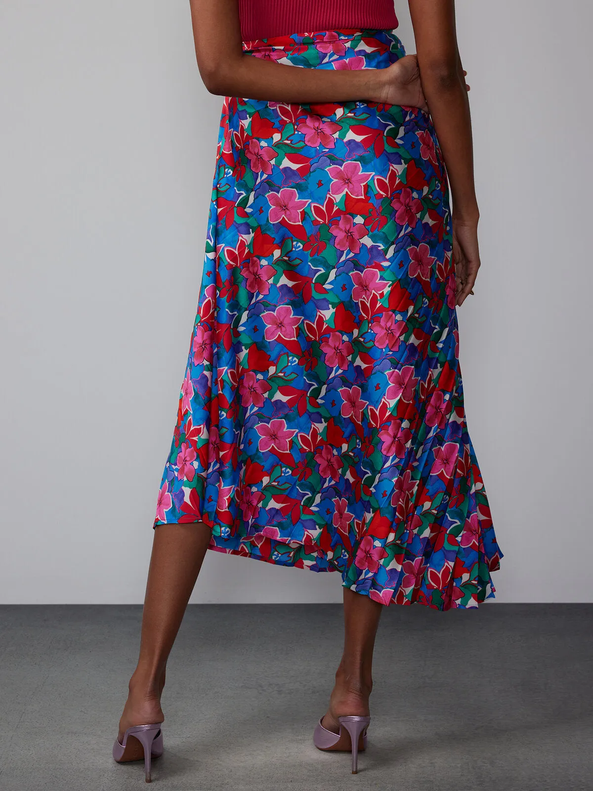 Pleated Asymmetric Skirt