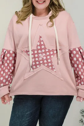 Plus Size Star Floral Patchwork Hoodie
