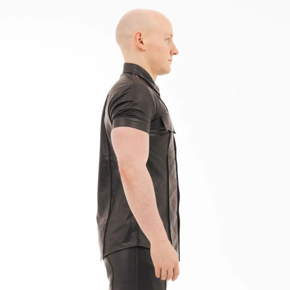 Prowler RED Leather Punch Hole Police Shirt Black