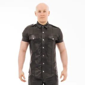 Prowler RED Leather Punch Hole Police Shirt Black