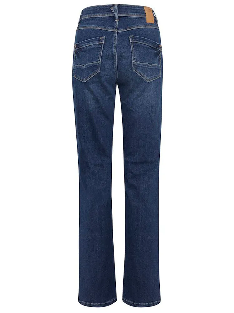 Pulz PzEmma High Waisted Straight Jeans Medium Blue
