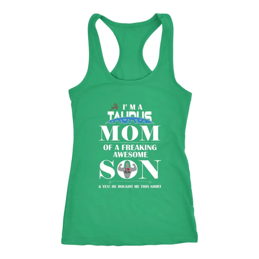 "I Am A Taurus Mom" Racer-back Tank Shirt| Taurus Mom Shirts|Horoscope|Zodiac Birthday Shirt (7 Colors)