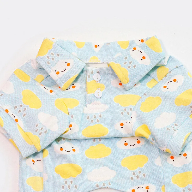 Rainy And Happy Cloud Pattern Print Small Dog Shirt