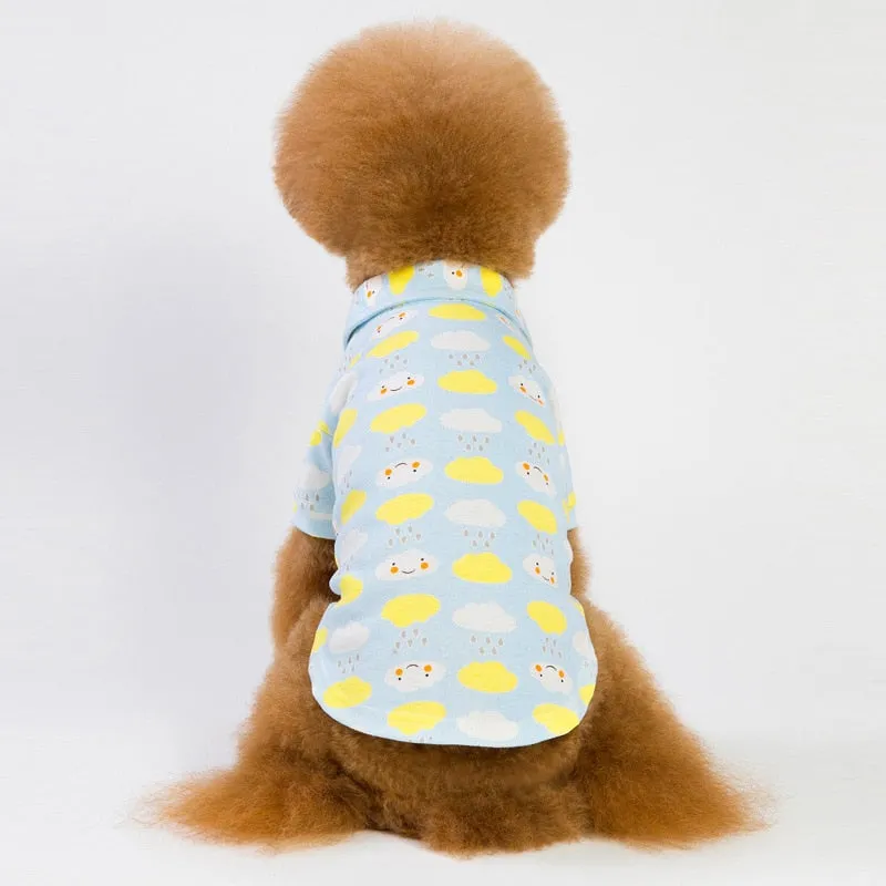 Rainy And Happy Cloud Pattern Print Small Dog Shirt