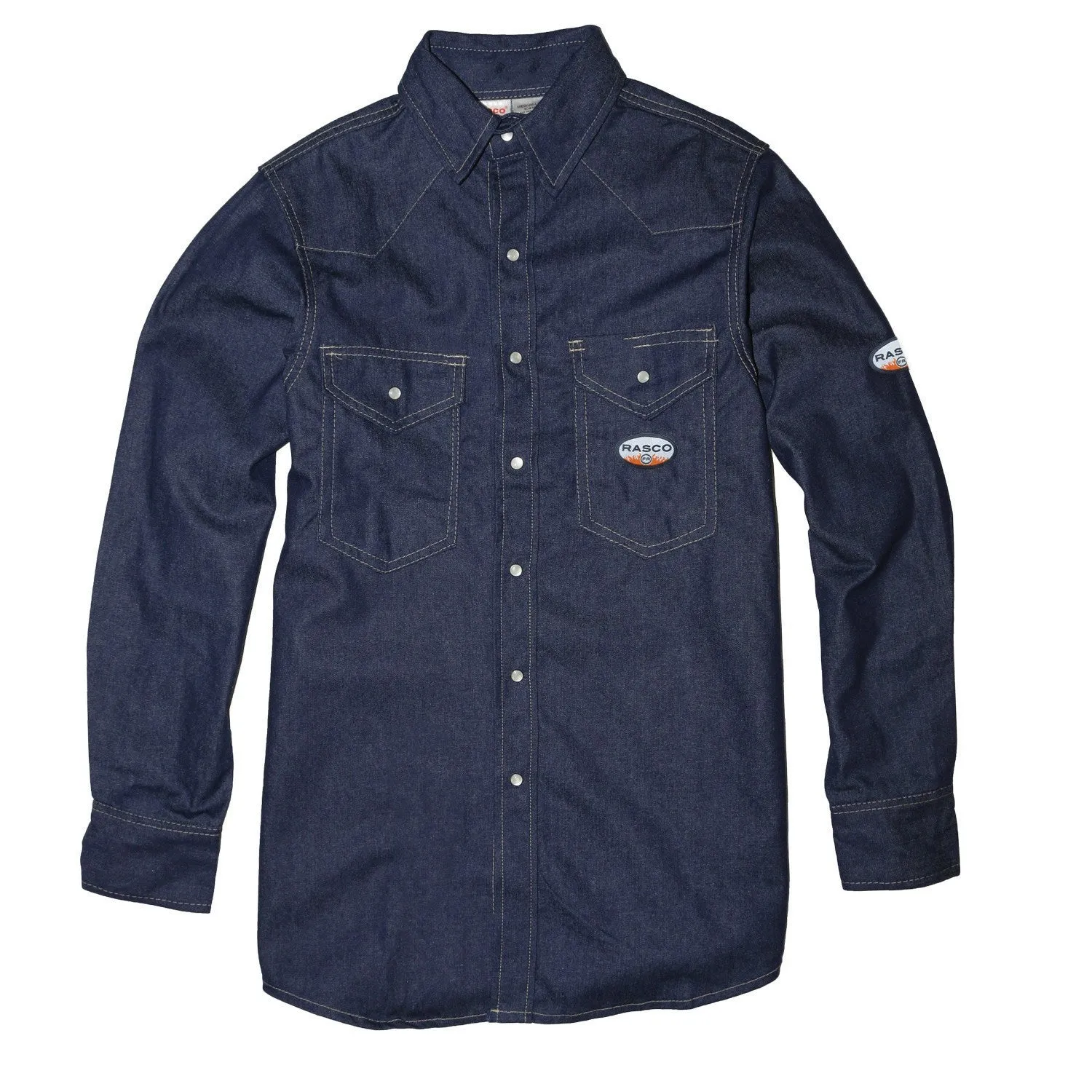 Rasco FR Men's Blue Denim Lightweight Work Shirt FR1021DN