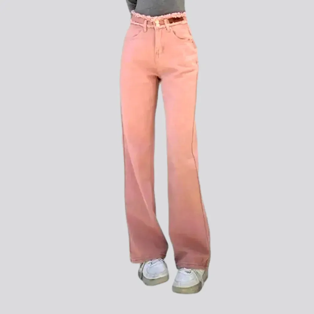 Raw-waistline y2k jeans for women