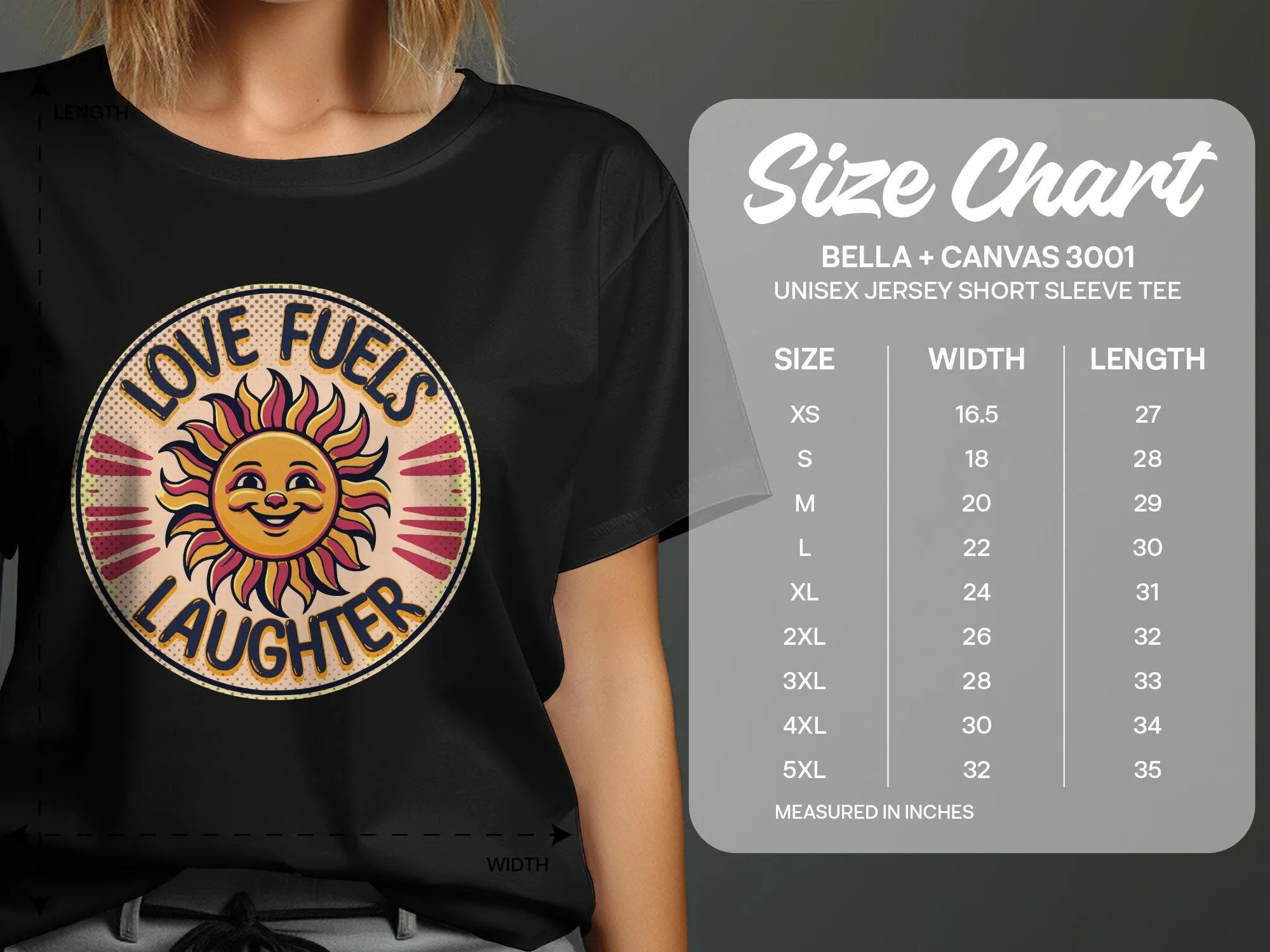 Retro Sun Smile Graphic Tee, Love Fuels Laughter Shirt, Unisex Vintage-Inspired T-Shirt Design