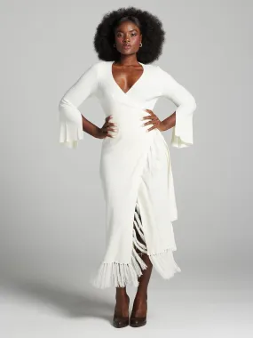 Rocio Fringed V-Neck Sweater Dress
