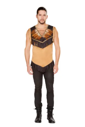 Roma 1pc Mens Faux Suede Fringe Top