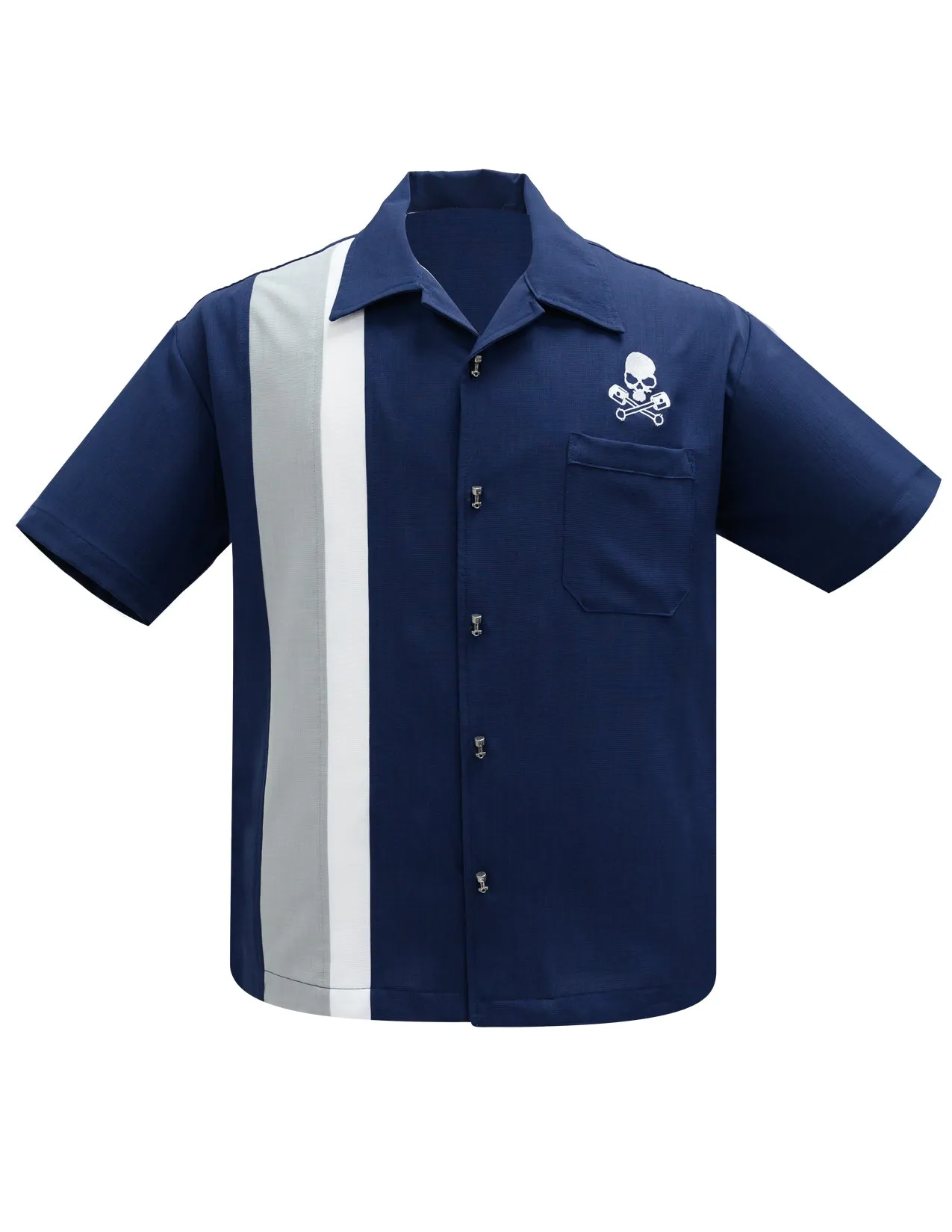 Skull Piston Racer in Navy/Silver/White