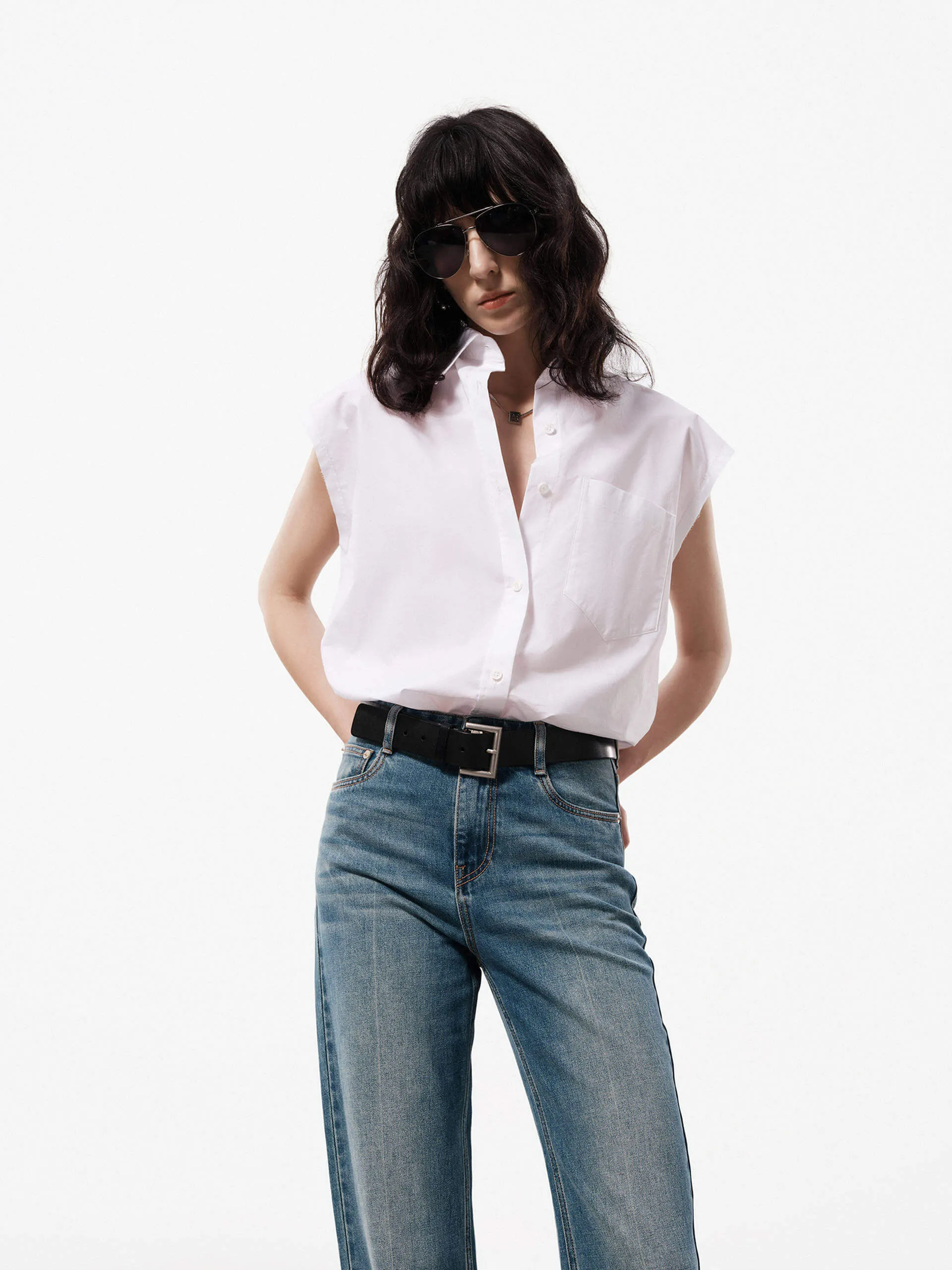 Sleeveless Cotton Shirt