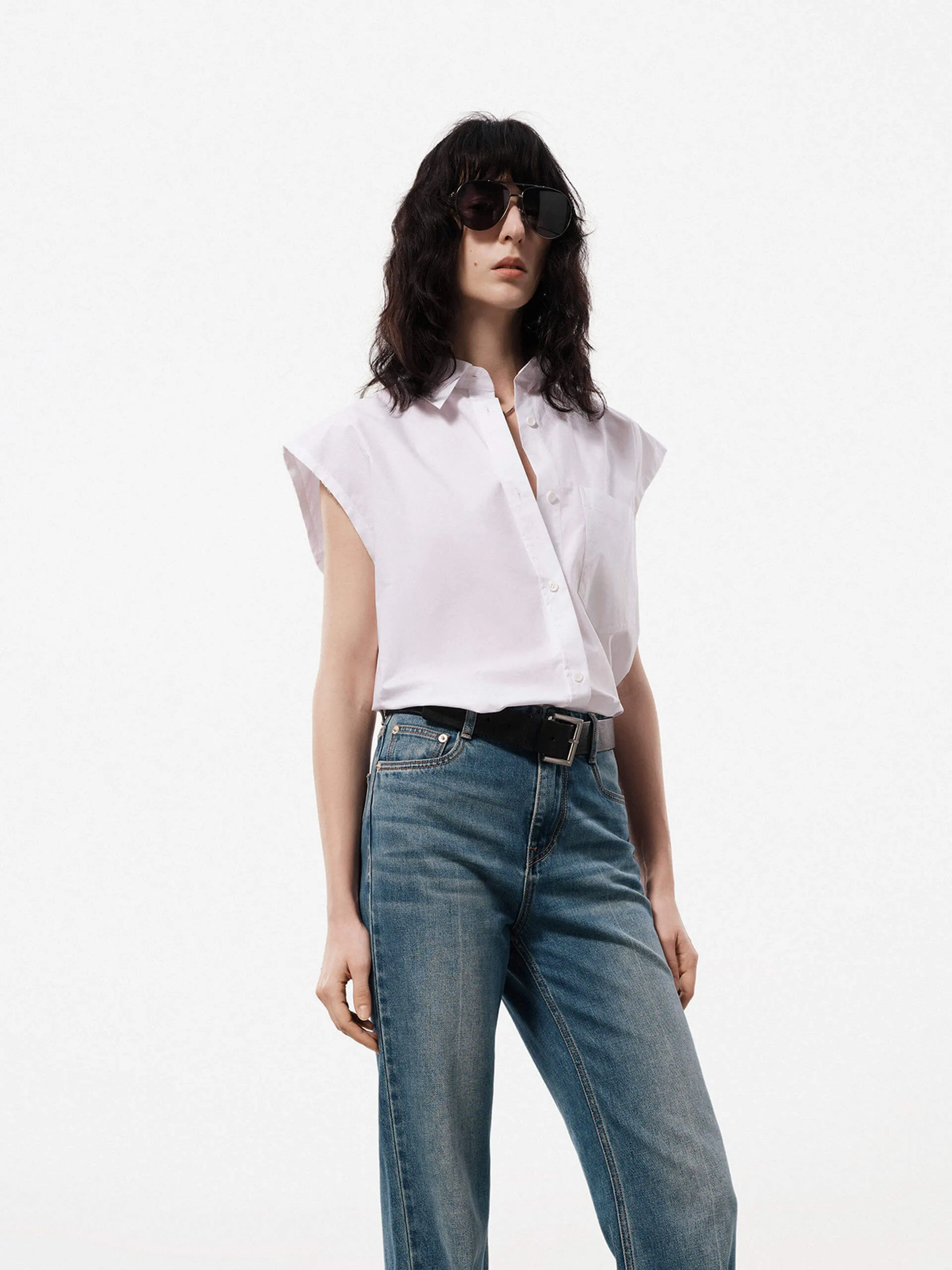 Sleeveless Cotton Shirt
