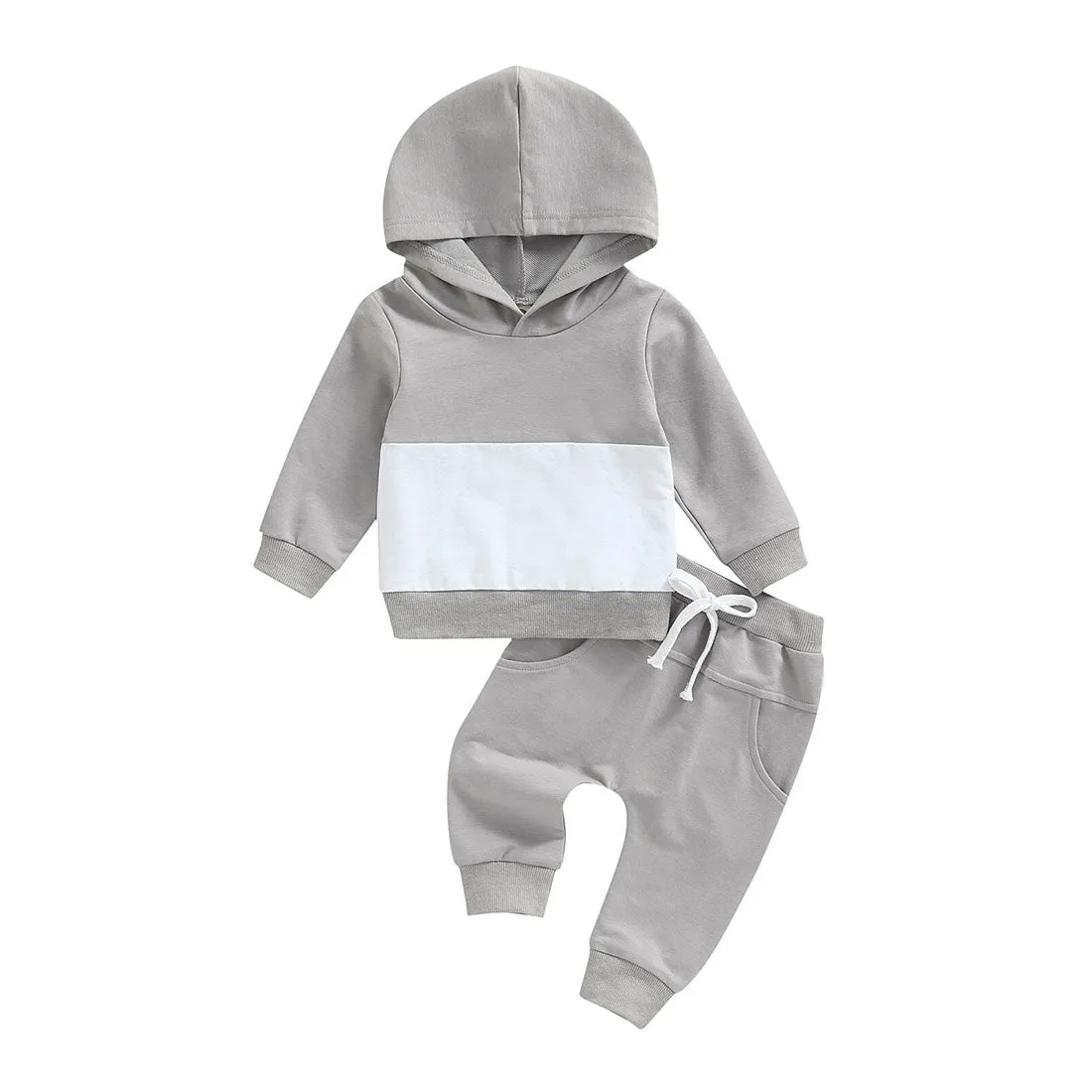 Solid Pants Hooded Toddler Set