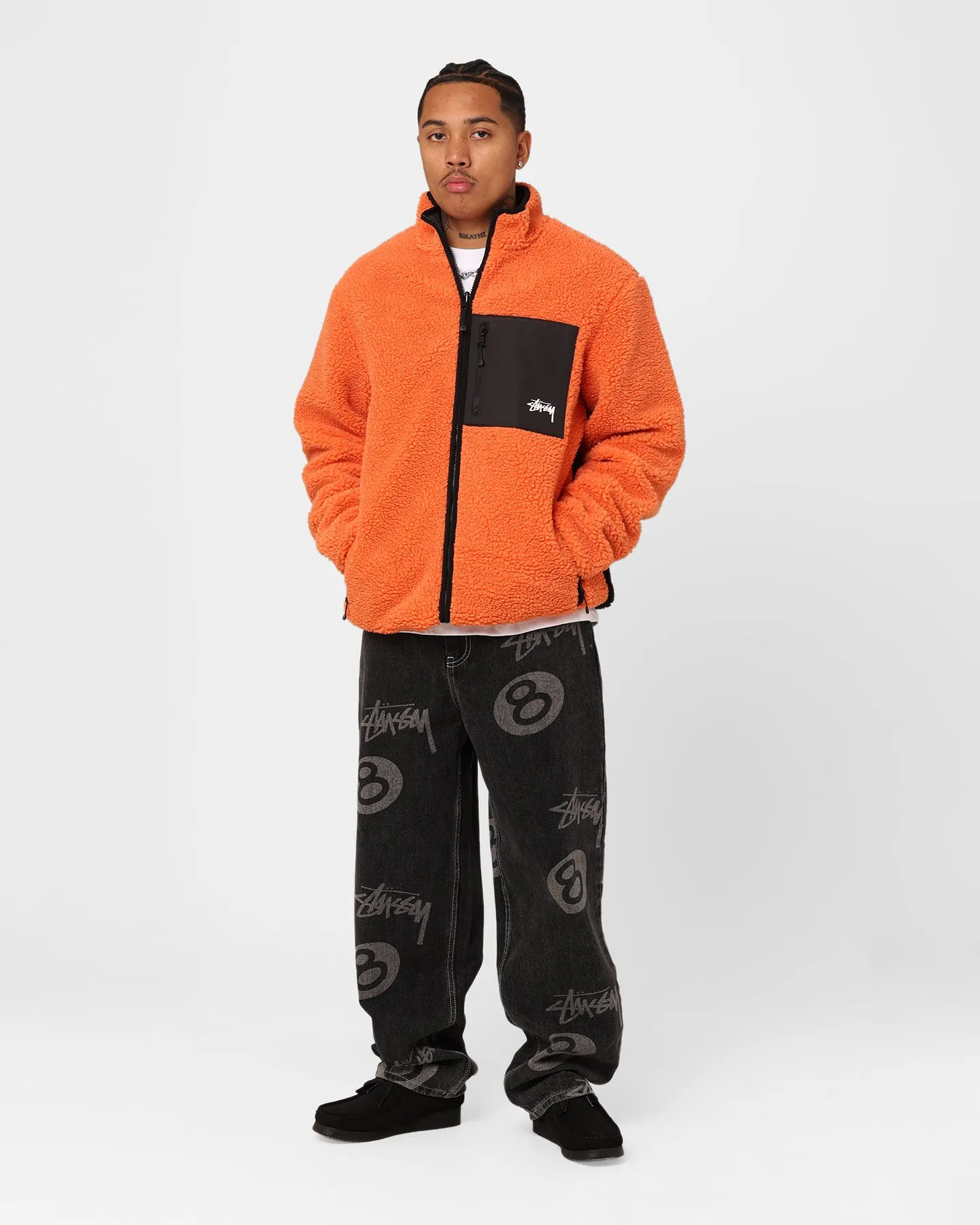 Stussy Ball Fleece Reversible Jacket Orange/Black