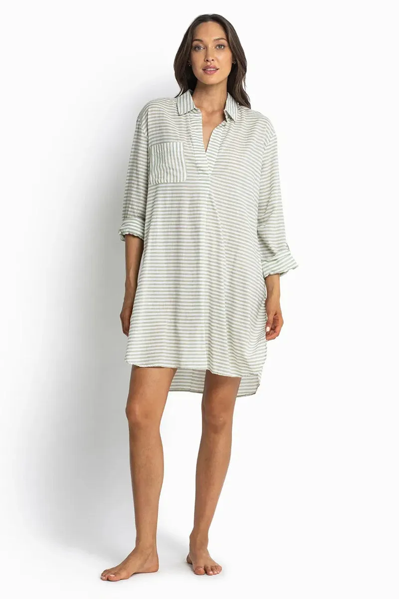 Summer Stripe Painters Shirt Khaki