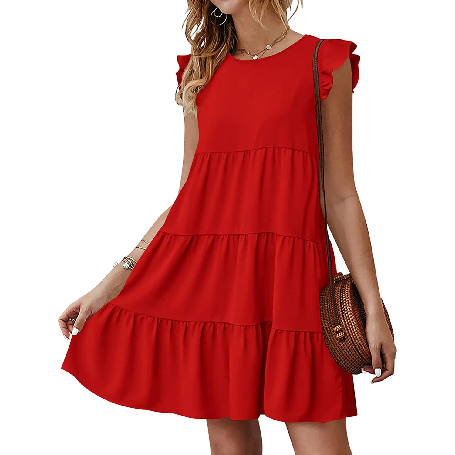TastyHottie - Women's Sleeveless Ruffle Sleeve Summer Dress