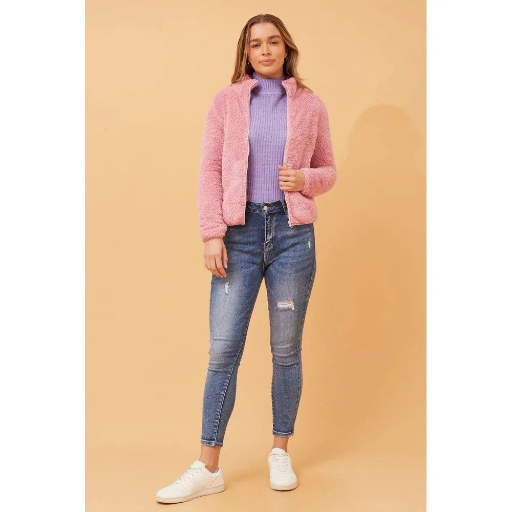 Teddy Fleece Jacket Rose Pink Size 8