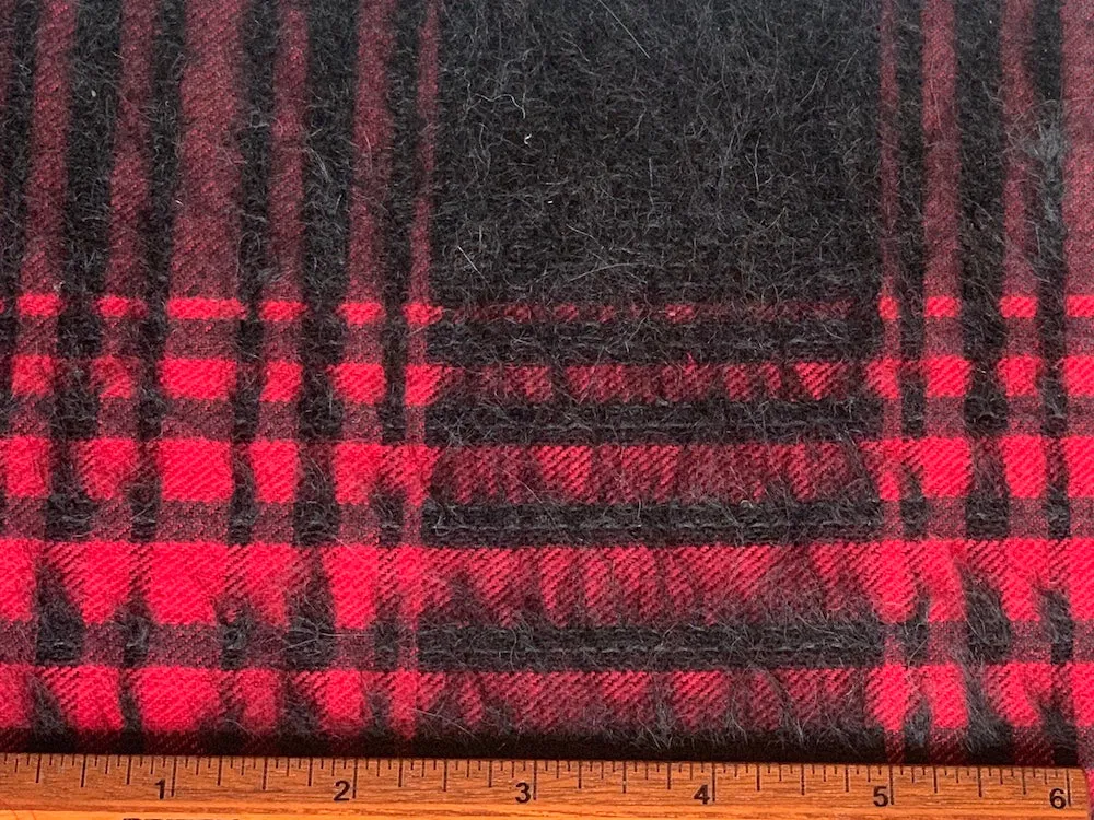 Textured Plaid Red & Black Wool Blend (Made in Italy)