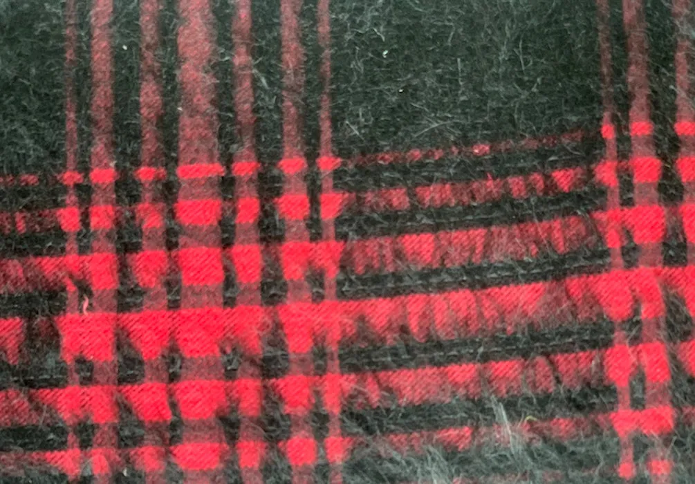 Textured Plaid Red & Black Wool Blend (Made in Italy)