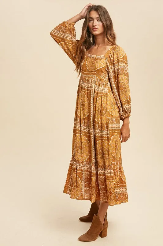 The Mila Medallion Paisley Midi Dress