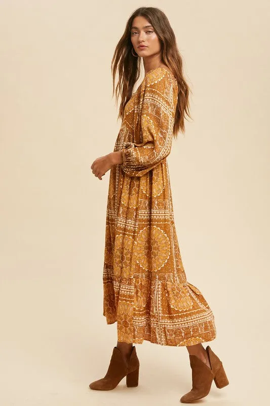 The Mila Medallion Paisley Midi Dress