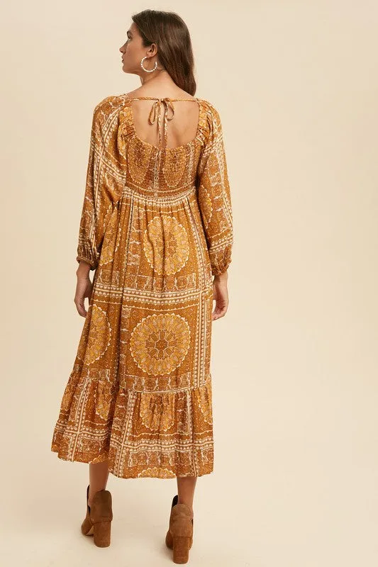 The Mila Medallion Paisley Midi Dress