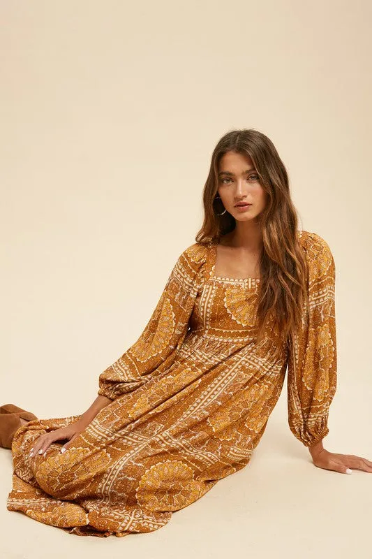 The Mila Medallion Paisley Midi Dress