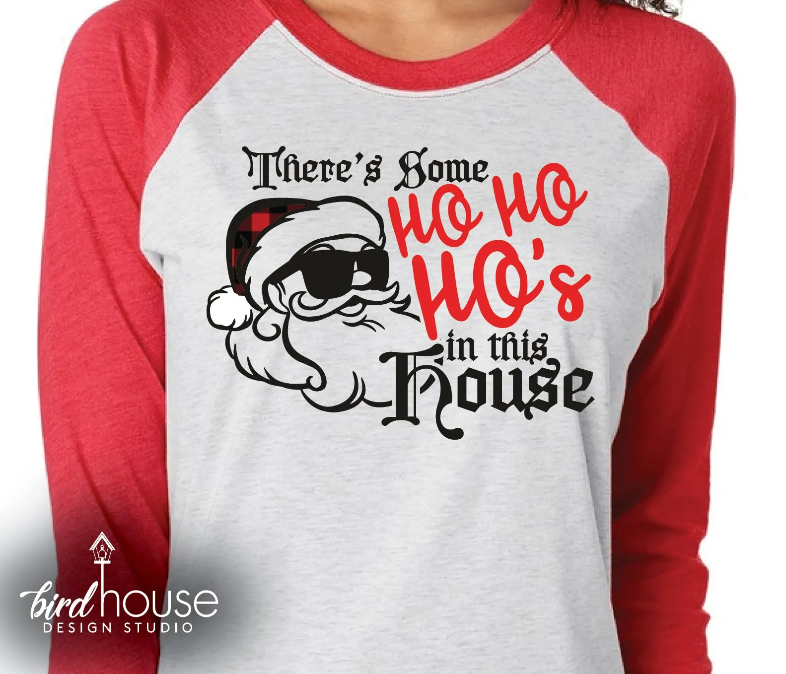 There's some Ho ho ho's in this house Shirt, Funny Santa Buffalo Print Christmas Tee
