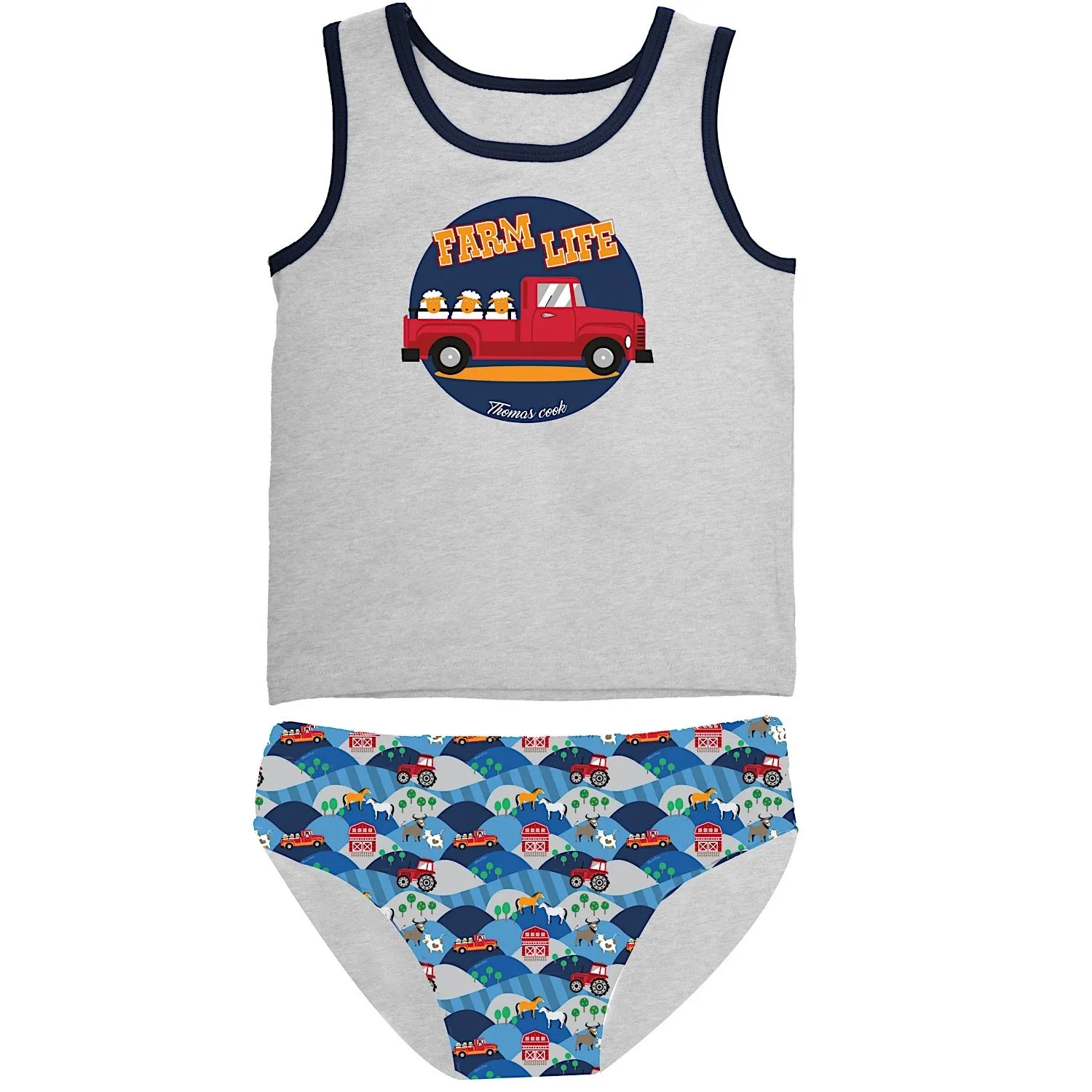 Thomas Cook Boy's Farm Ride Singlet & Underwear Pack Grey Marle