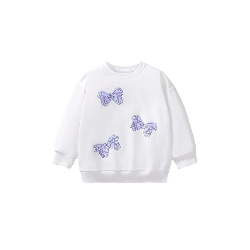Toddler/Kid Girl's Purple Butterflies Print Design Sweatshirt