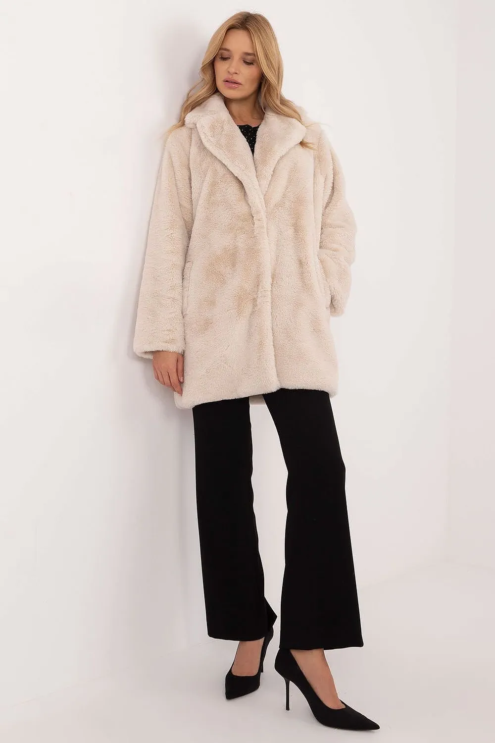Transitional Hooded Teddy Coat in Beige