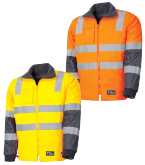 Tru Workwear Hi Vis Wet Weather Jacket c/w Removable Sleeves & Reflective Tape TJ2945T4