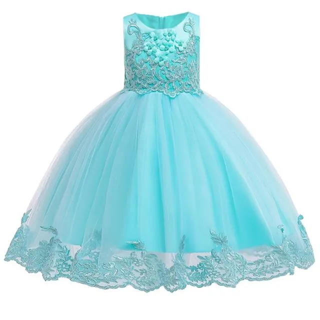 Turquoise Sleeveless Tulle Dress (3-10 Yrs)