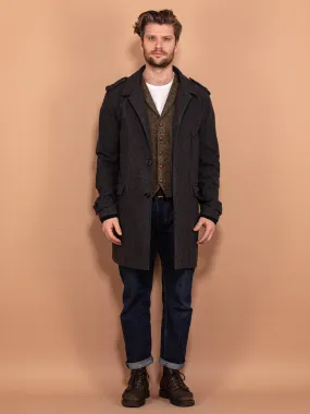 Vintage 00's Men Wool Blend Coat in Dark Grey